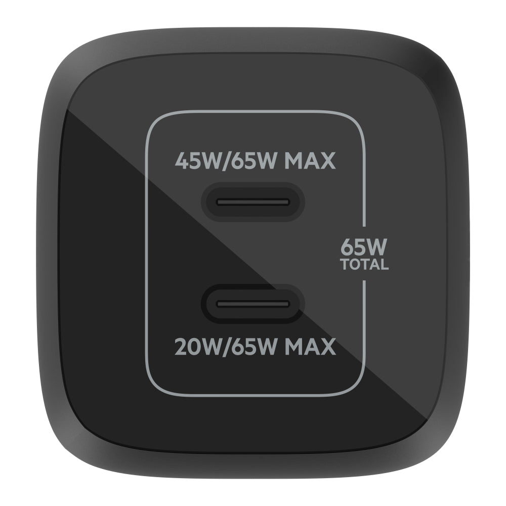 Belkin BOOST UP Dual USB-C Wall Charger - GaN Technology 65W with PPS