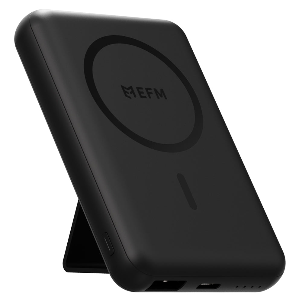 EFM FLUX 5,000mAh Magnetic Power Bank - With MagSafe Compatability and Foldable Stand - Black