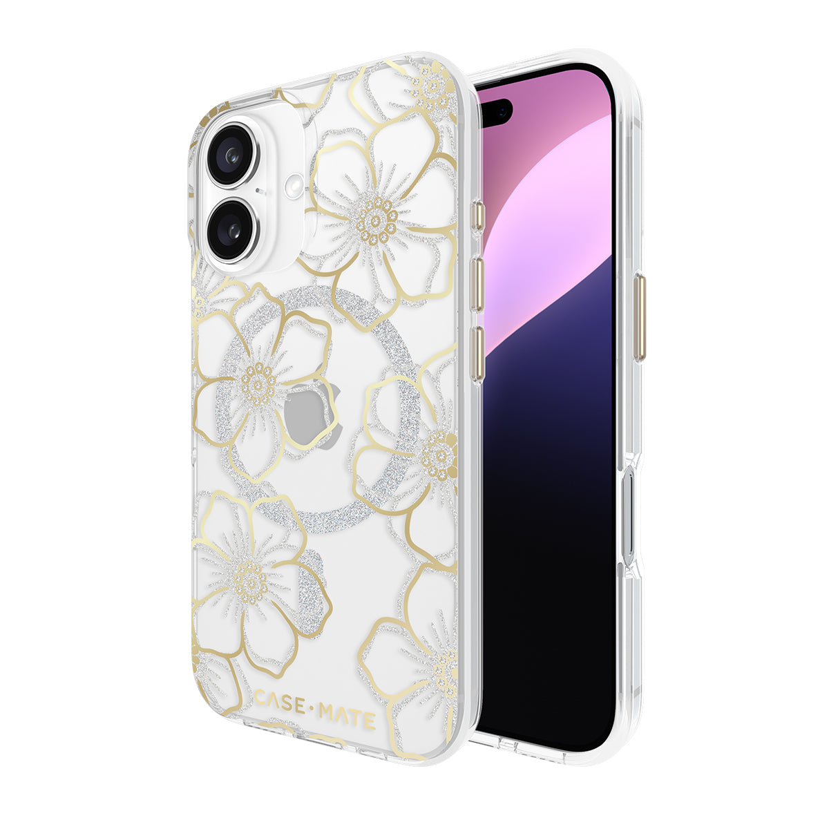 Case-Mate Floral Gems MagSafe Case - For iPhone 16 - Gold