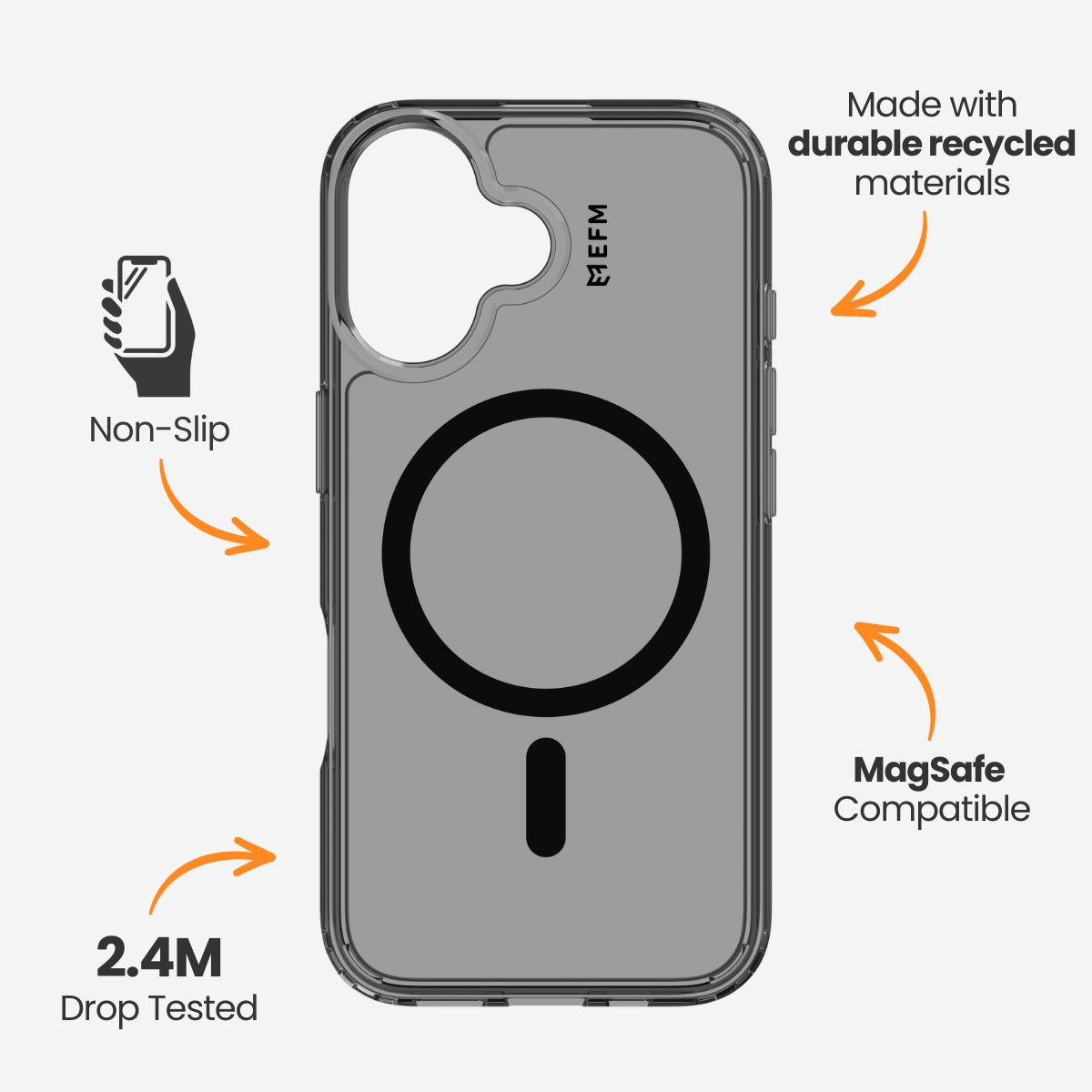 EFM Zurich Case - For iPhone 16 Plus - Smoke Black
