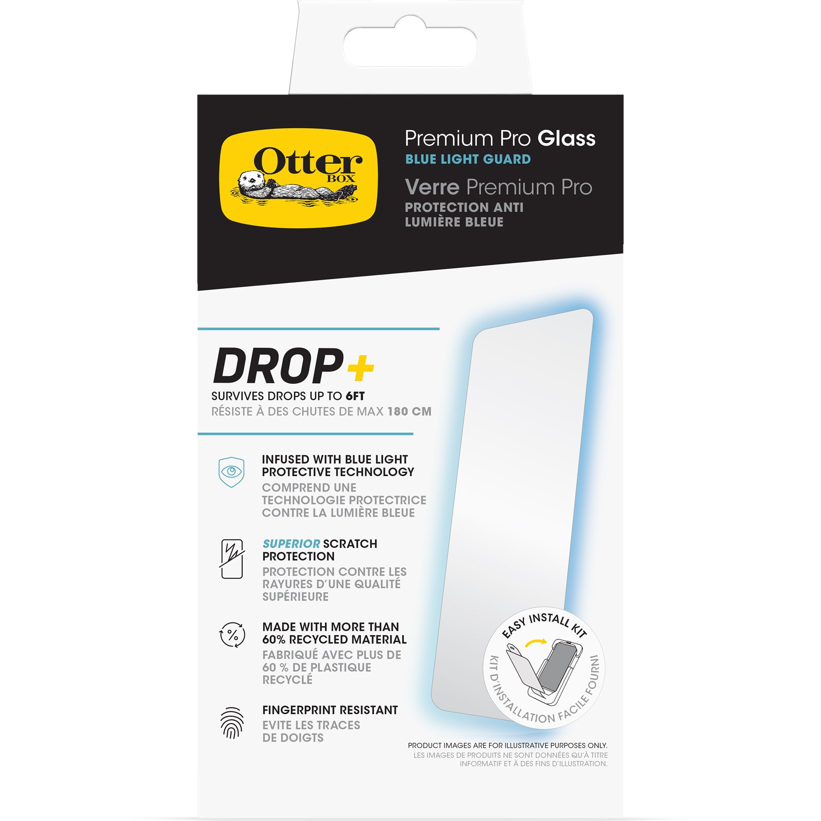 OtterBox Premium Pro Glass Blue Light Screen Protector - For iPhone 16 Pro Max - Clear