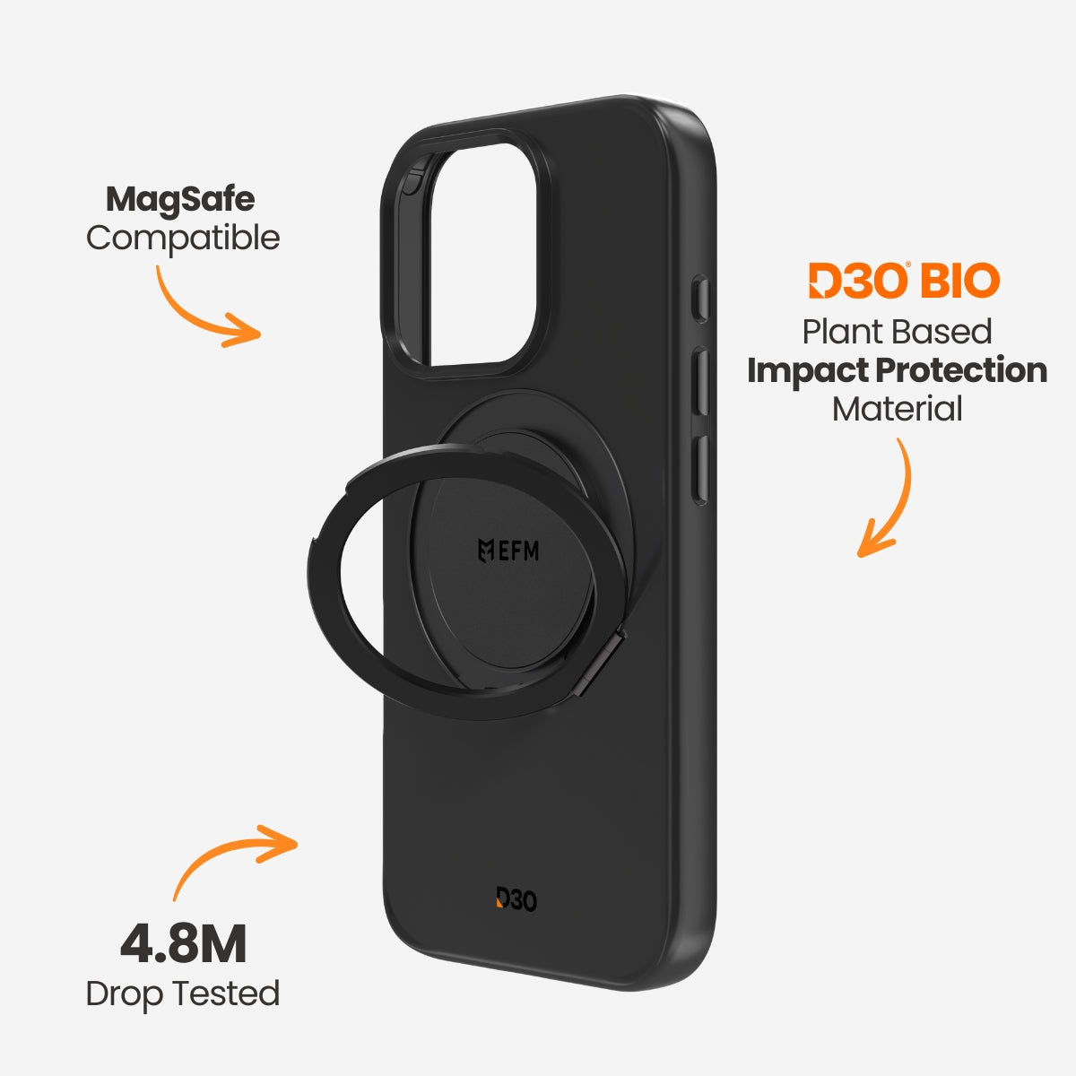 EFM Alta Case with D3O Bio - For iPhone 16 Pro - Black