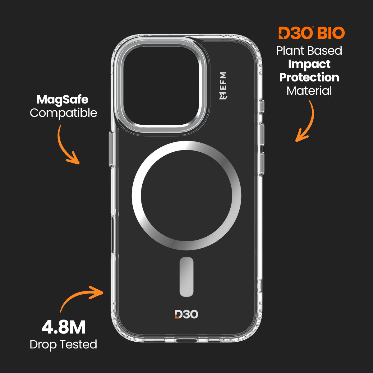 EFM Volta Case with D3O Bio - For iPhone 16 Pro - Clear