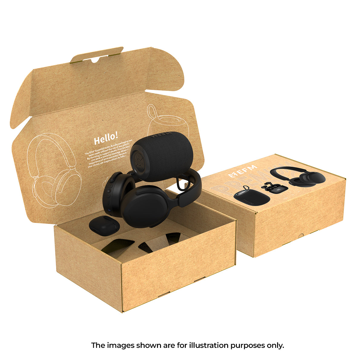 EFM Audio Essential Bundle - With Bluetooth Speaker, Headphones and TWS Earbuds