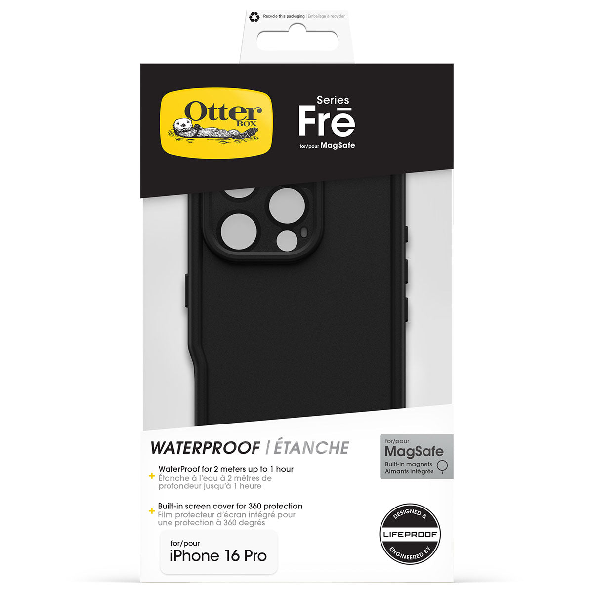OtterBox Fre MagSafe Case - For iPhone 16 Pro - Black