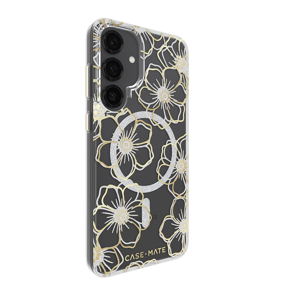 Case-Mate Floral Gems Case - For Samsung Galaxy S25+ - Gold w/ Magnet