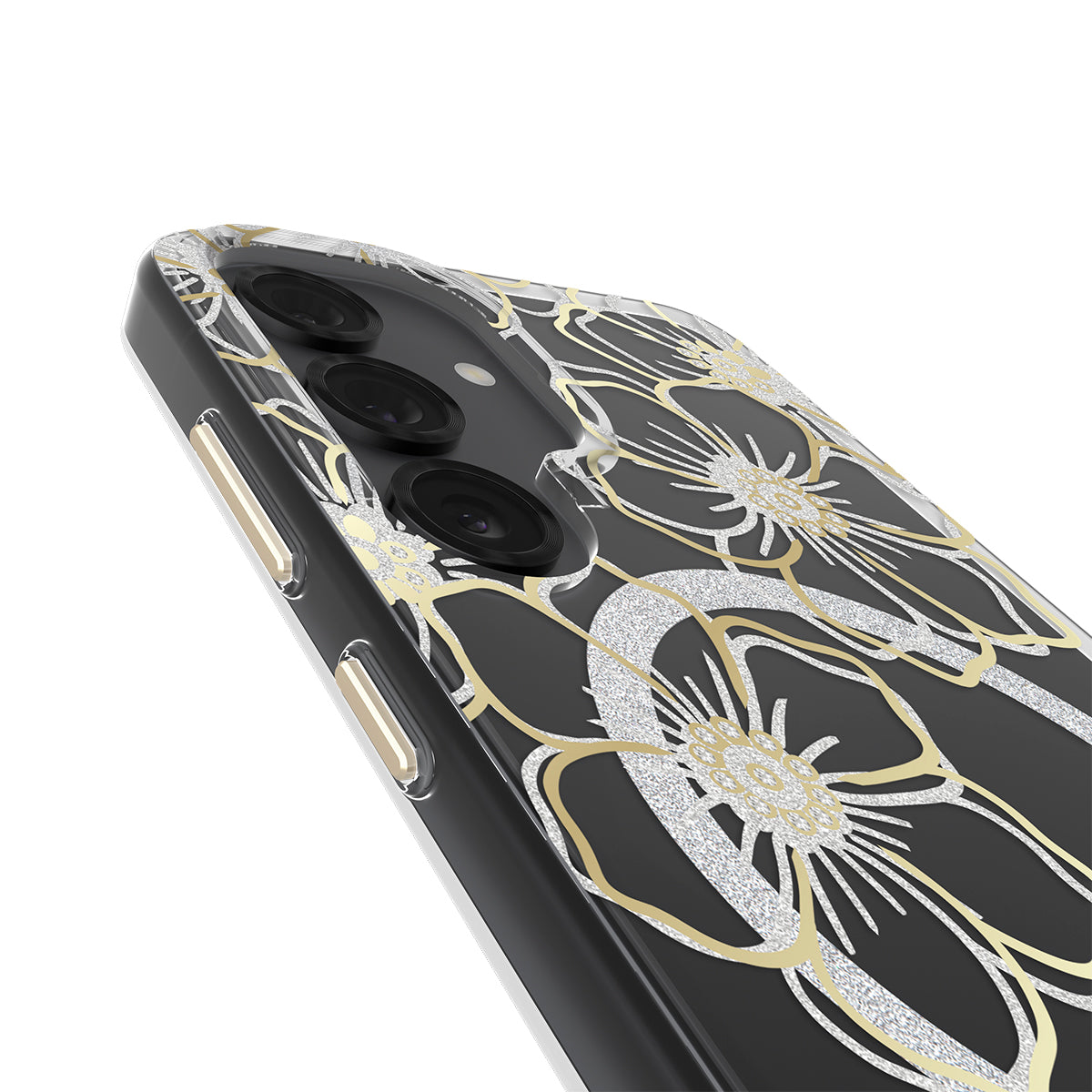 Case-Mate Floral Gems Case - For Samsung Galaxy S25+ - Gold w/ Magnet