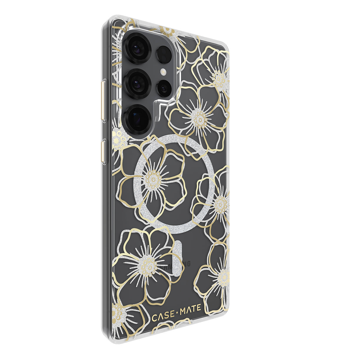 Case-Mate Floral Gems Case - For Samsung Galaxy S25 Ultra - Gold w/ Magnet