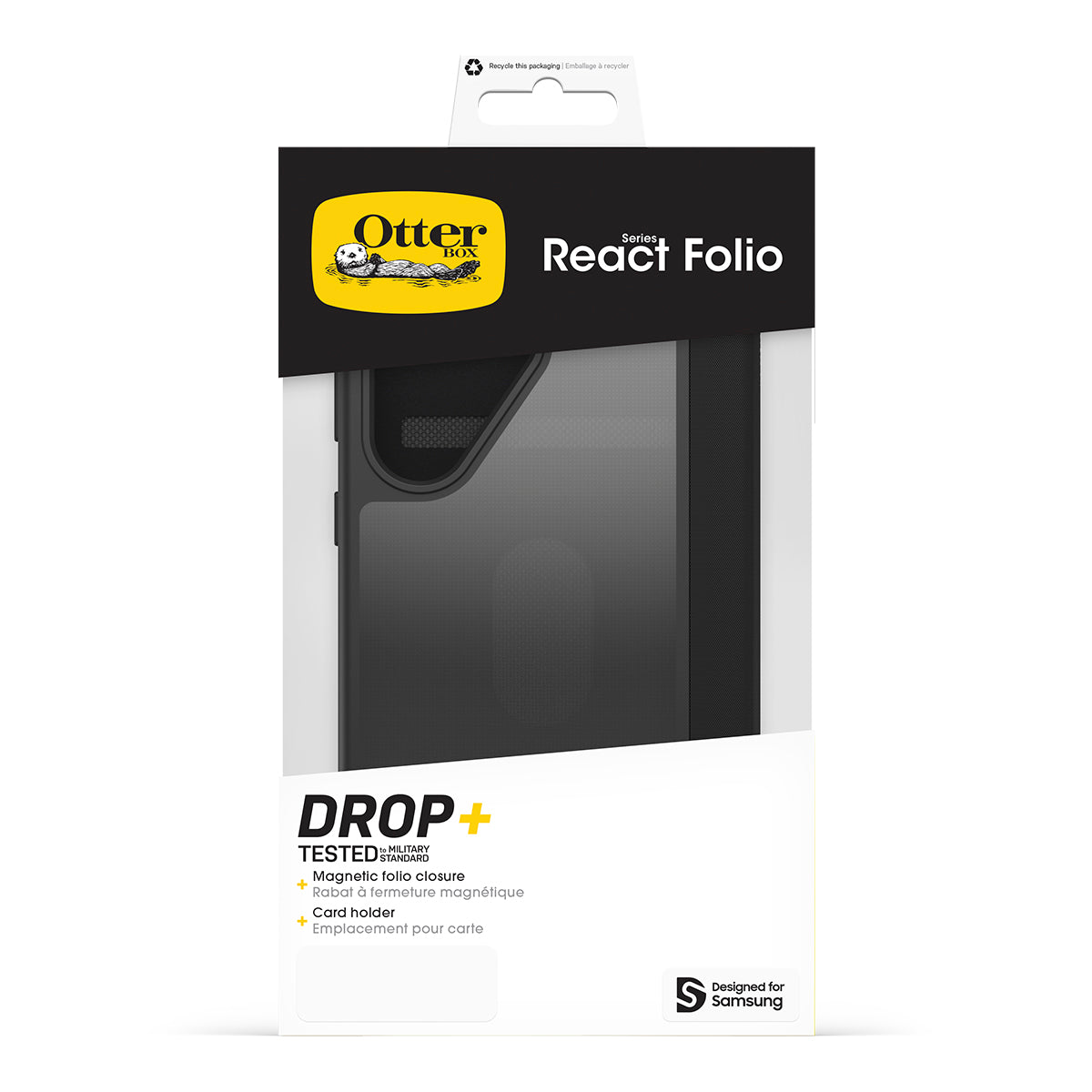 OtterBox React Folio Case - For Samsung Galaxy S25 Ultra - Black Crystal