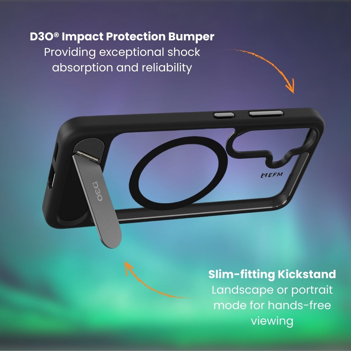 EFM Alta Case with D3O BIO - For Samsung Galaxy S25+ - Black/ Clear