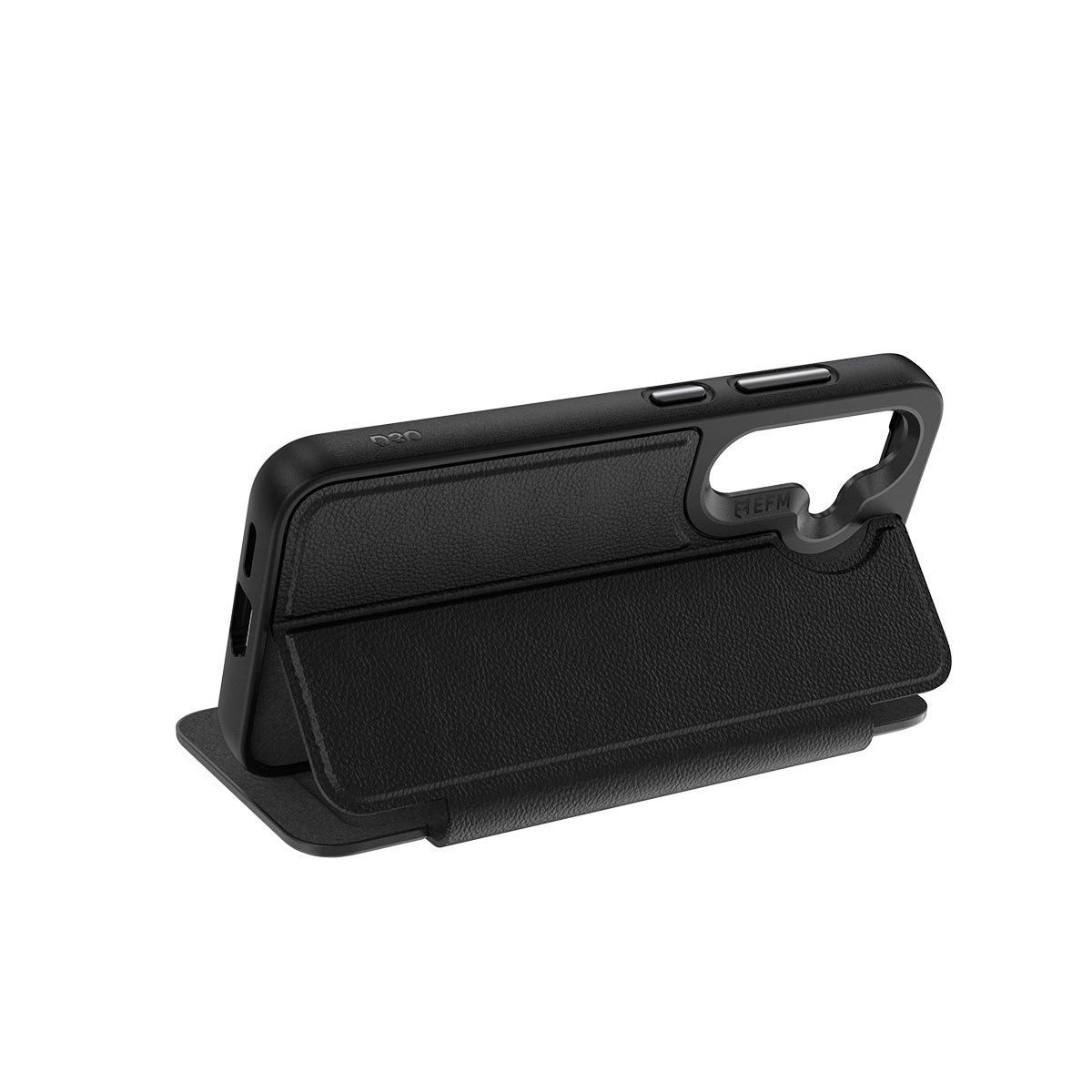 EFM Monaco Vegan Leather Wallet Case with D3O BIO - For Samsung Galaxy S25+ - Black