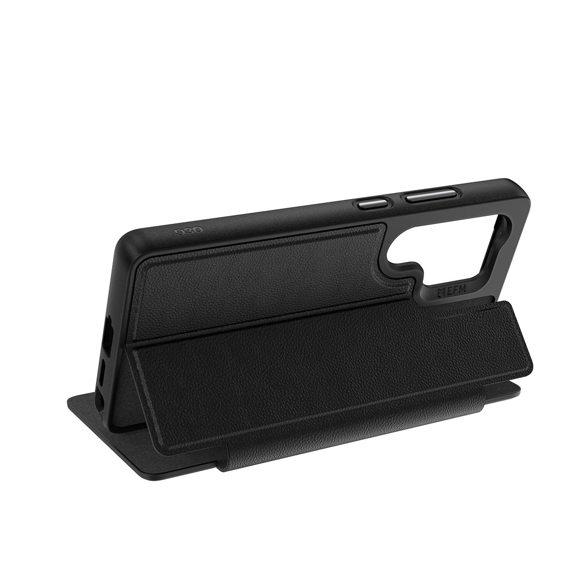 EFM Monaco Vegan Leather Wallet Case with D3O BIO - For Samsung Galaxy S25 Ultra - Black