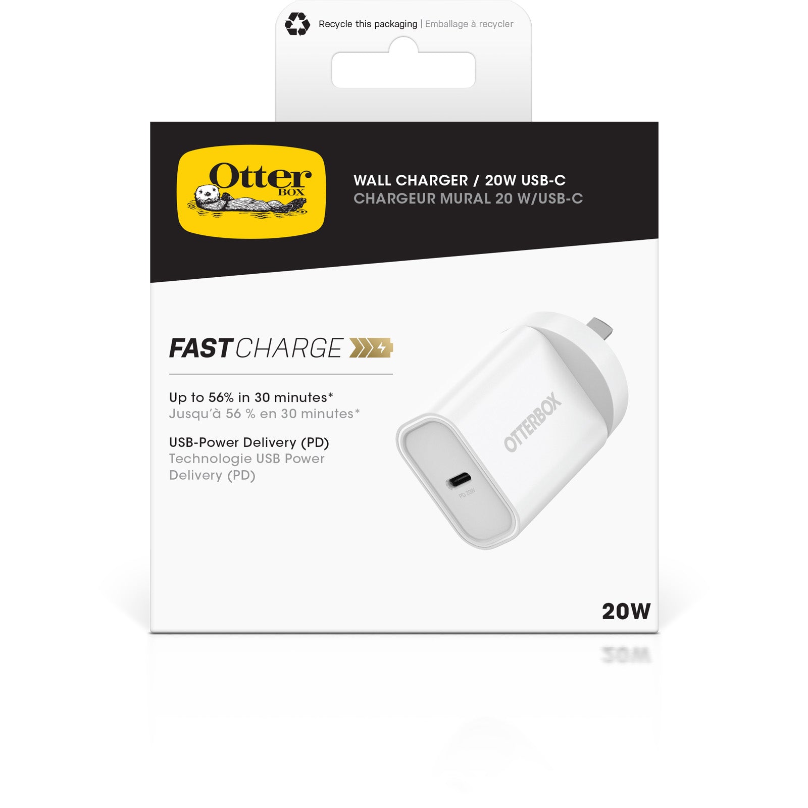 OtterBox 20W Wall Charger - With USB-C and Power Delivery - White