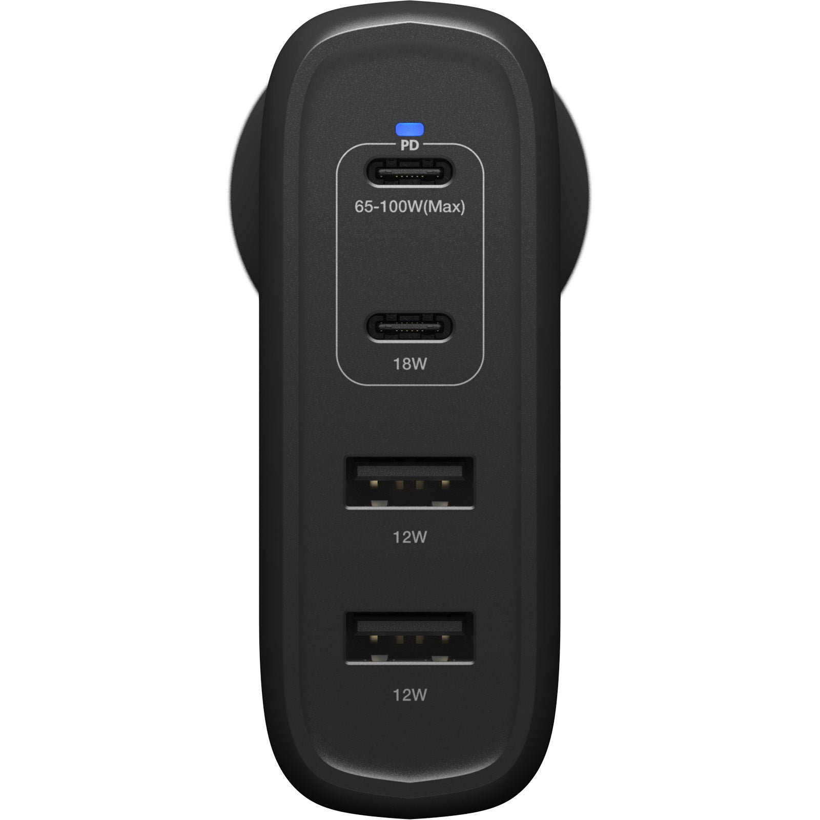 OtterBox 100W Four Port Wall Charger - Black - With - 2 x USB-C and 2 x USB-A Ports- Black