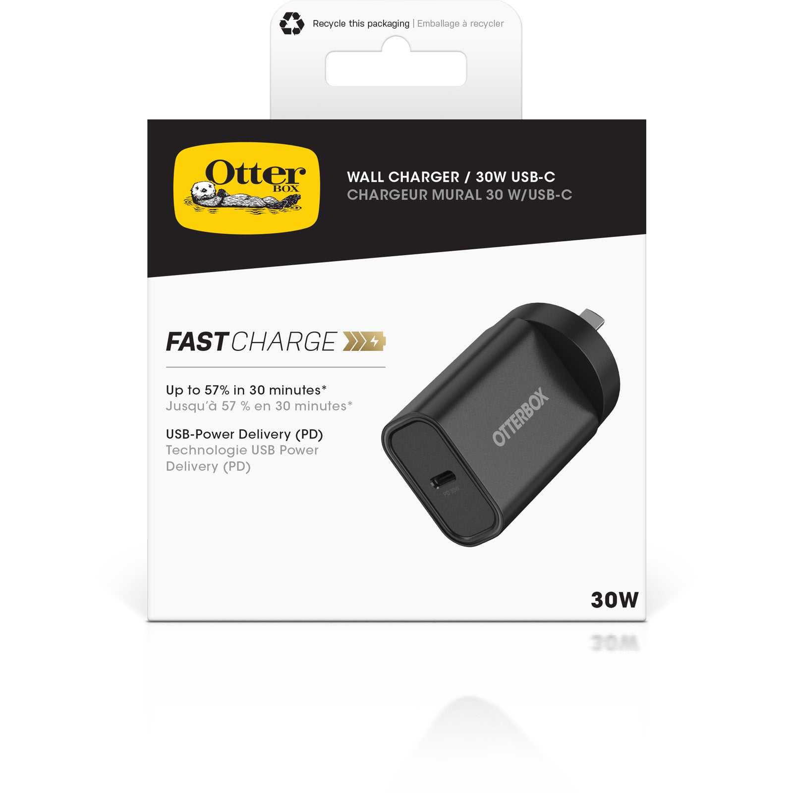 OtterBox 30W Wall Charger - With USB-C and Power Delivery - Black