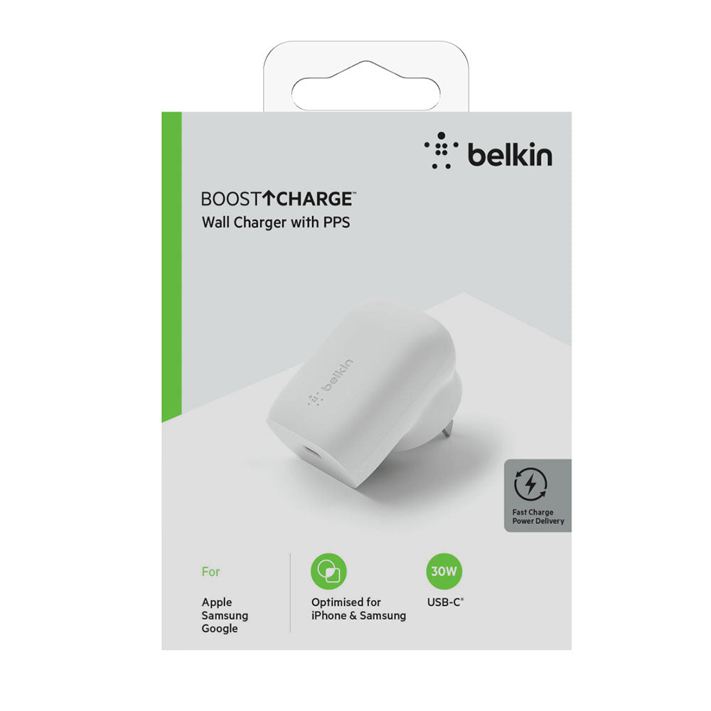 Belkin BoostCharge USB-C PD 3.0 PPS Wall Charger 30W - White