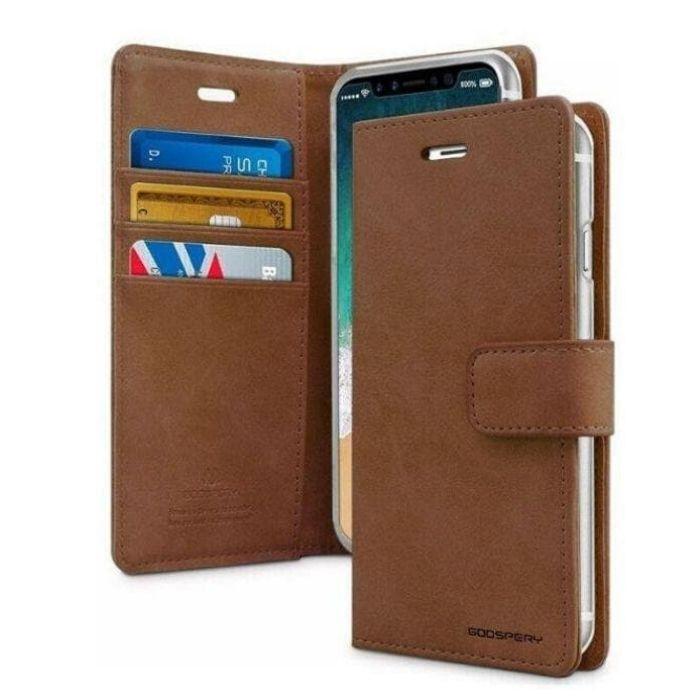 Mercury Blue Moon Diary Case for iPhone 13 Pro Max - Brown