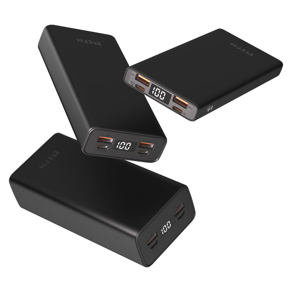 EFM 10,000mAh Digital Power Bank - With 20W Output - Black