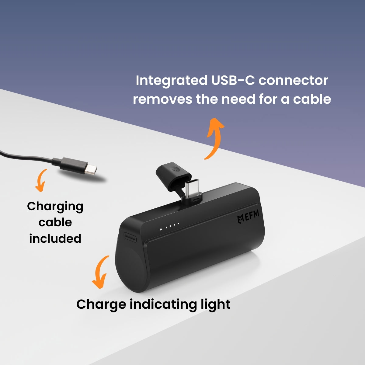 EFM Power On-The-Go 5,000mAh Power Bank - For all USB-C Devices - Black