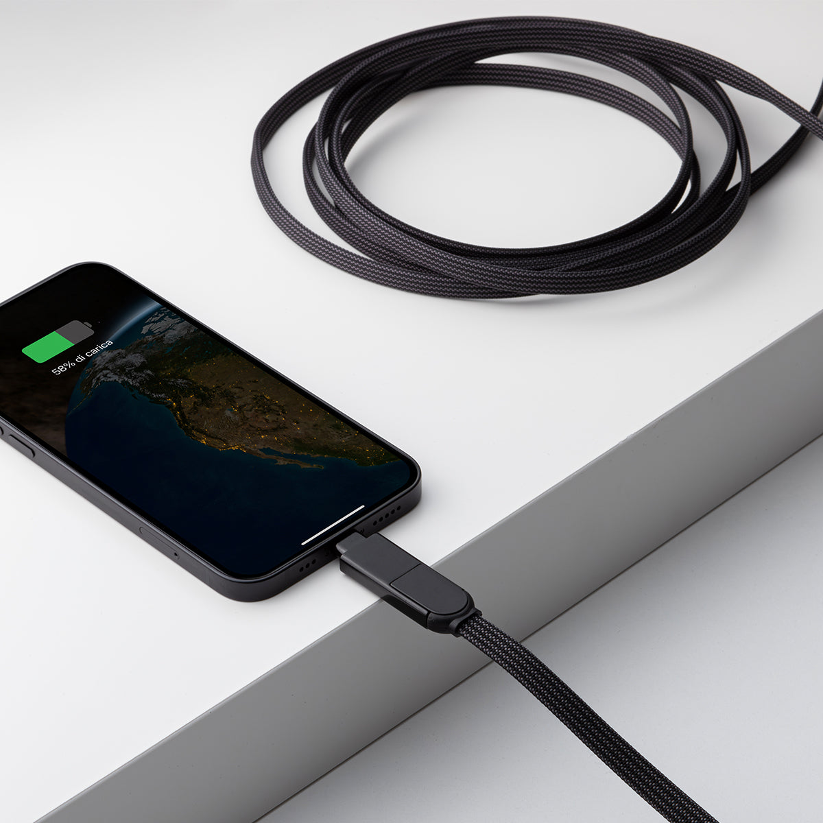 Rolling Square inCharge XL - 100W 6 in 1 Travel Charging Cable - 3M- Urban Black