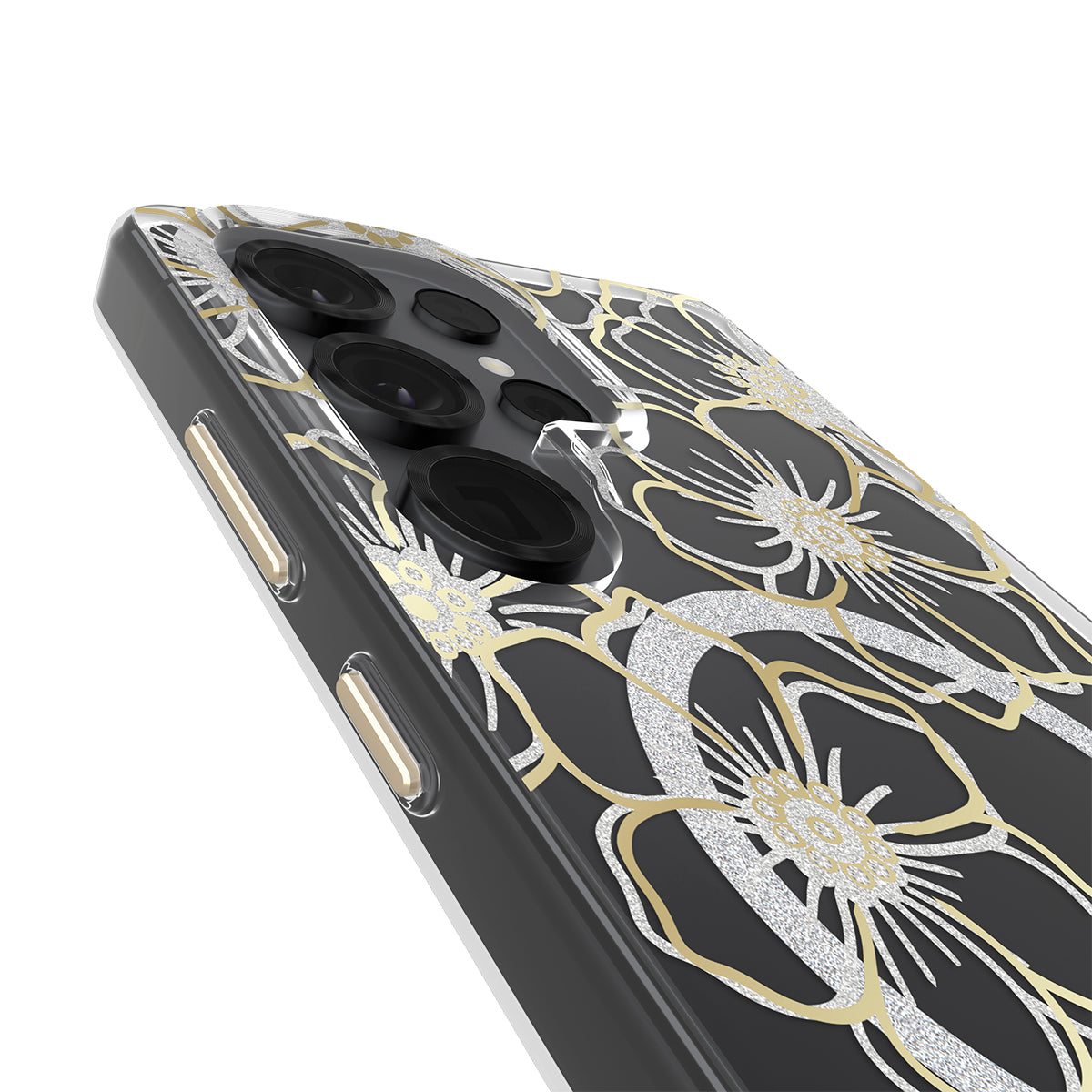 Case-Mate Floral Gems Case - For Samsung Galaxy S25 Ultra - Gold w/ Magnet
