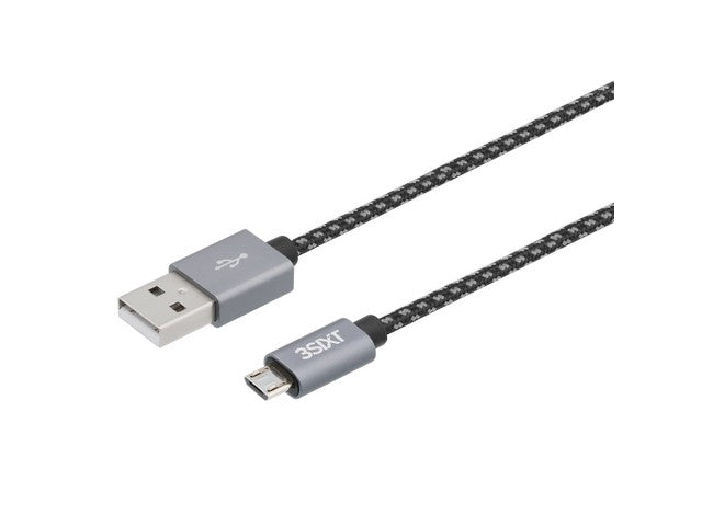 3sixT BLACK Cable - USB-A to Micro USB - 1m