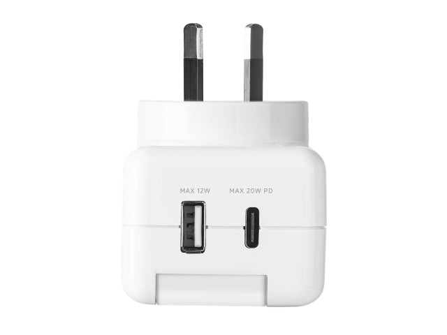 3sixT/PowerGuard Surge Protector 32W USB-C + USB-A - White