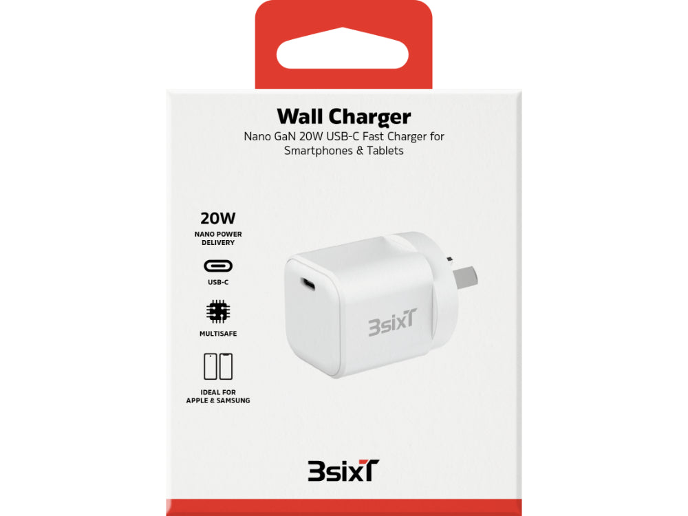 3sixT Wall Charger GaN 20W USB-C PD - W