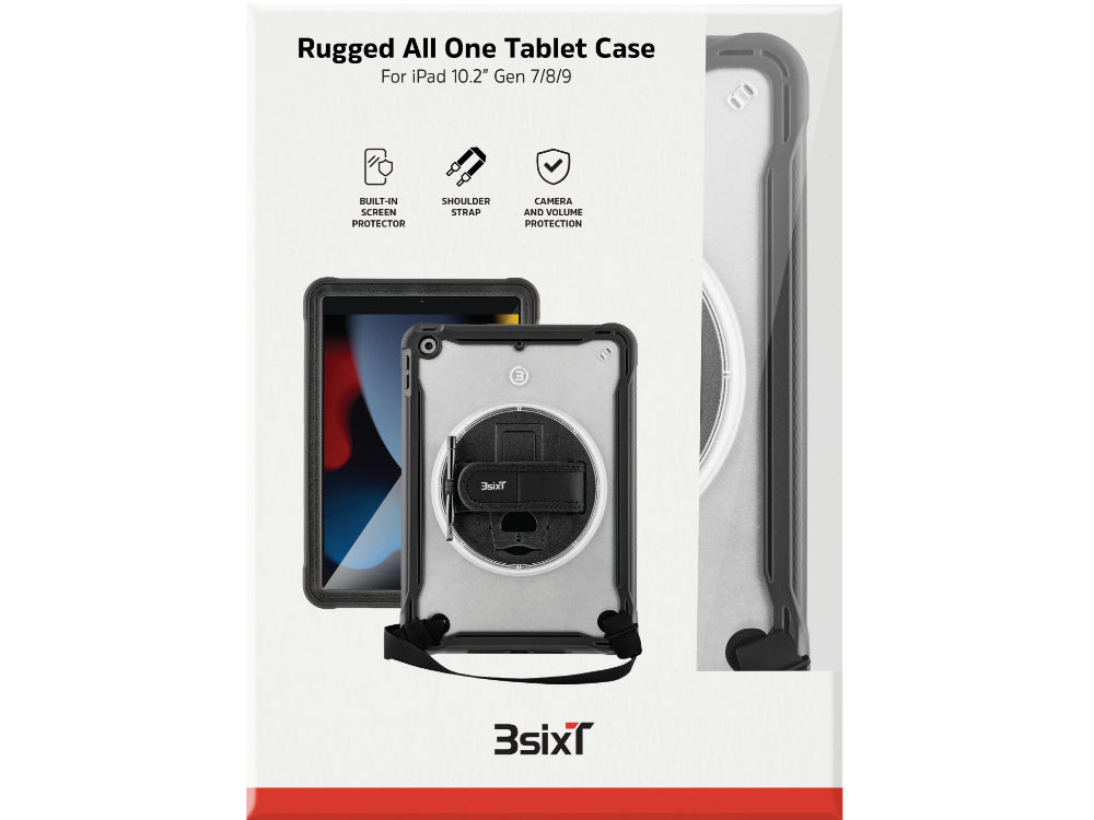 3sixT Rugged All One - iPad 10.2 Gen 7/8/9 - Clear/Black