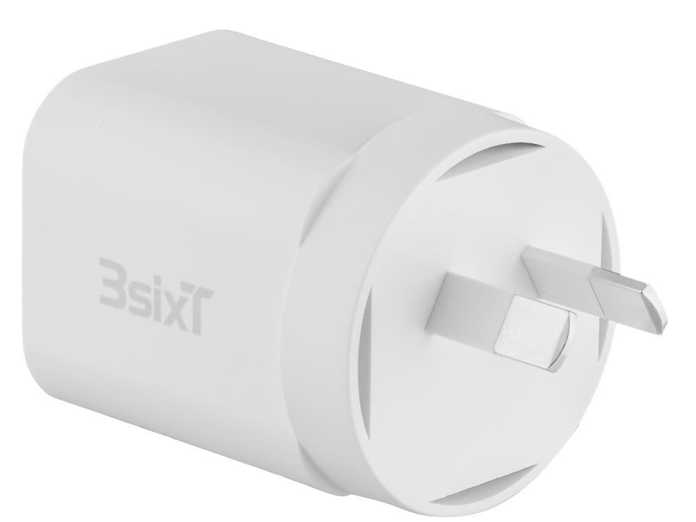 3sixT Wall Charger GaN 35W USB-C PD + QC27W USB-A(Max 15W)-W