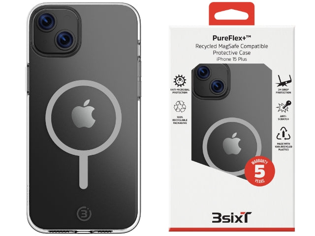 3sixT PureFlex+ - iPhone 15 Plus - (MS)(RC) Clear/Clear