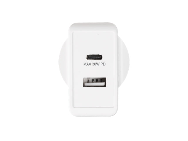 3sixT Wall Charger ANZ 30W USB-C PD + 2.4A - White