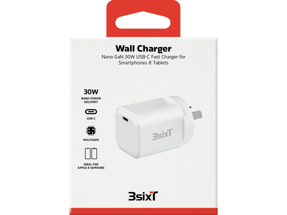 3sixT Wall Charger GaN 30W USB-C PD - W