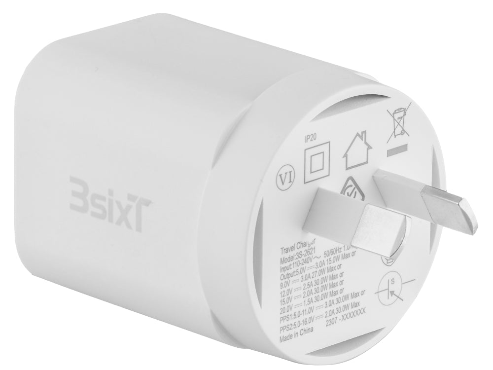 3sixT Wall Charger GaN 30W USB-C PD - W