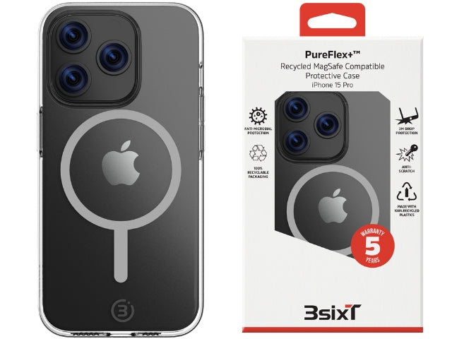 3sixT PureFlex+ - iPhone 15 Pro - (MS)(RC) Clear/Clear