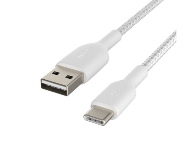 Belkin USB-A to USB-C Braided Cable  1m - White