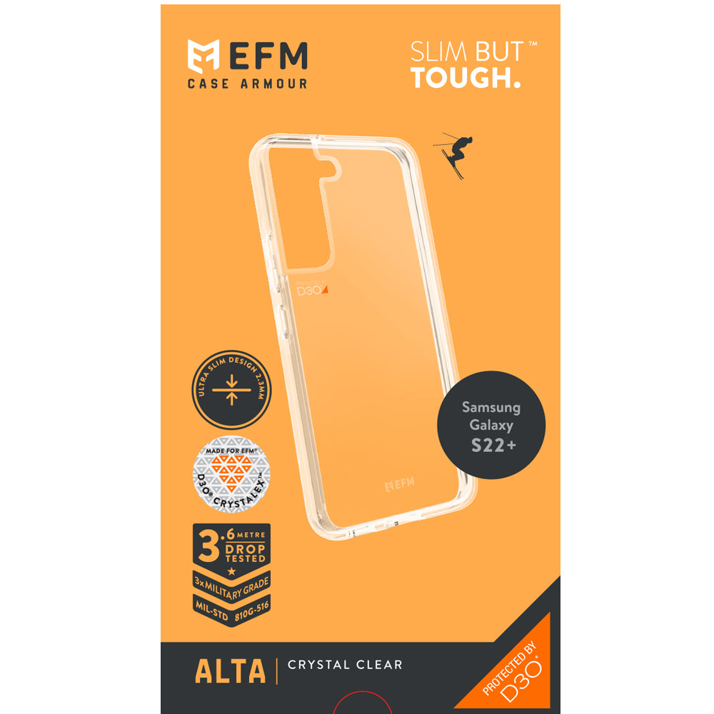 EFM Alta Case Armour with D3O Crystalex - For Samsung Galaxy S22+ (6.6) - Crystal Clear