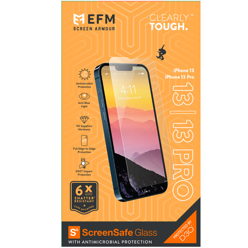 EFM ScreenSafe Glass Screen Armour with D3O - For iPhone 13/13 Pro (6.1")/iPhone 14 (6.1")