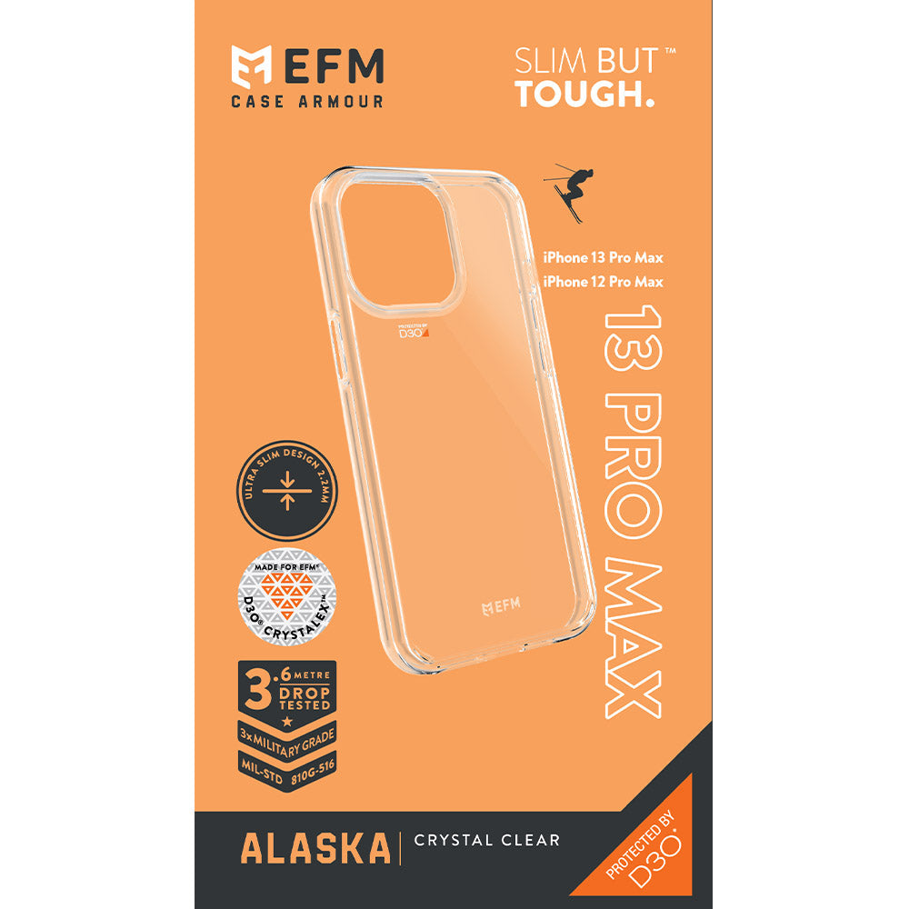 EFM Alaska Case Armour with D3O Crystalex - For iPhone 13 Pro Max (6.7") - Clear