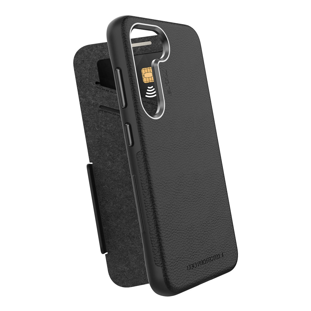 EFM Monaco Case Armour with ELeather and D3O 5G Signal Plus Technology - For Samsung Galaxy S23+ -  Black/Space Grey