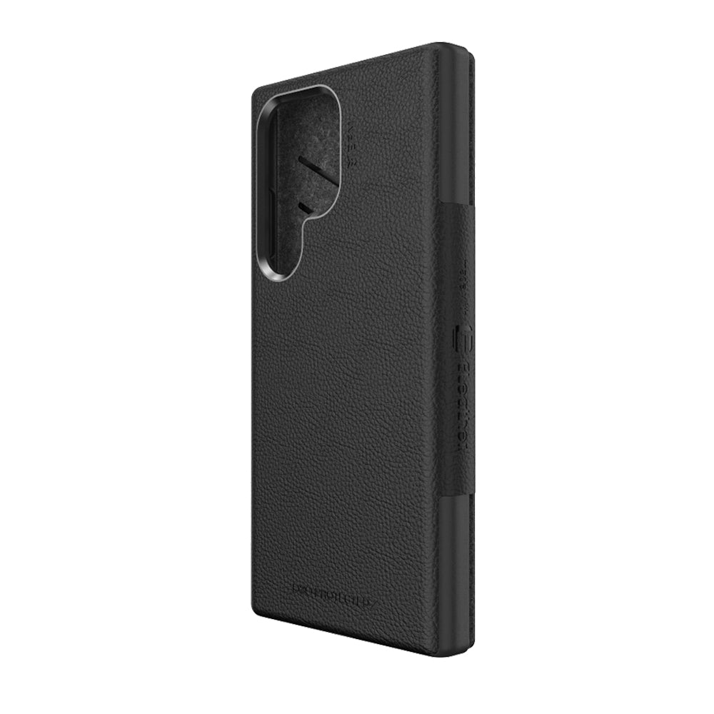 EFM Monaco Case Armour with ELeather and D3O 5G Signal Plus Technology - For Samsung Galaxy S23 Ultra - Black/Space Grey