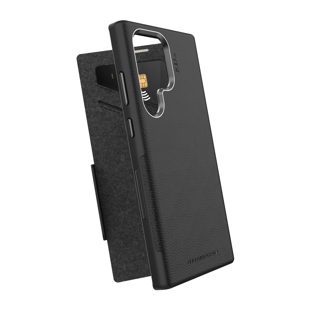 EFM Monaco Case Armour with ELeather and D3O 5G Signal Plus Technology - For Samsung Galaxy S23 Ultra - Black/Space Grey