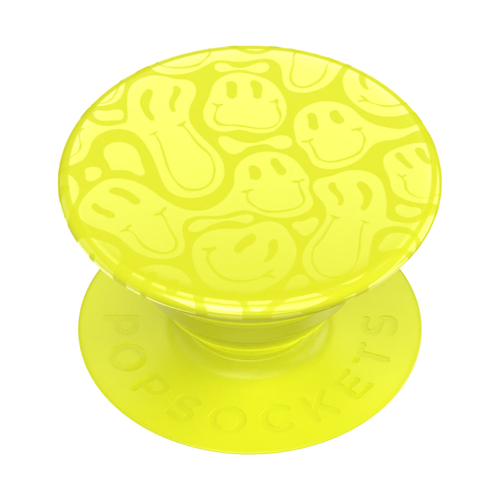 PopGrip Universal Grip (Gen2) Holder - Neon Jolt Yellow Smiley Melt