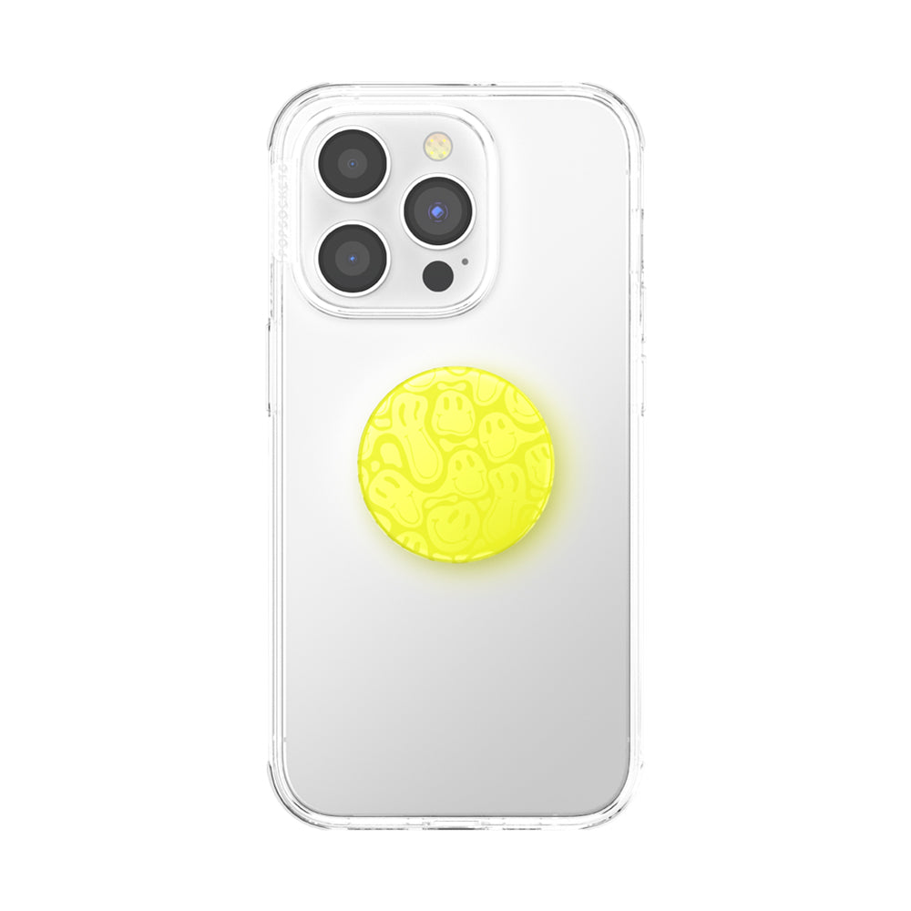 PopGrip Universal Grip (Gen2) Holder - Neon Jolt Yellow Smiley Melt