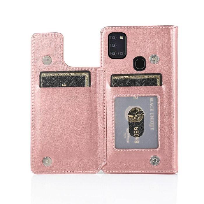 Luxury Galaxy A21S Wallet Case-Rose Gold Android