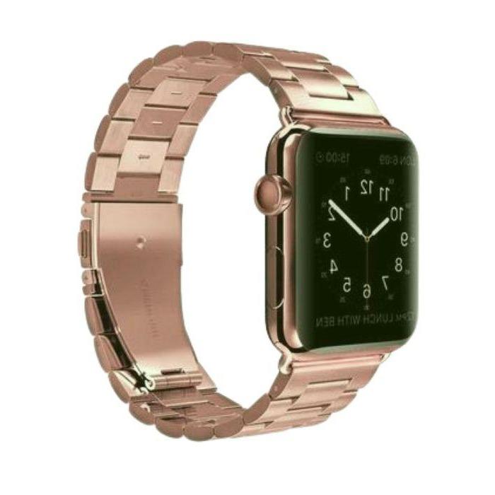 Stainless Steel Metal Band for Apple Watch 7 41mm -Rose  Gold